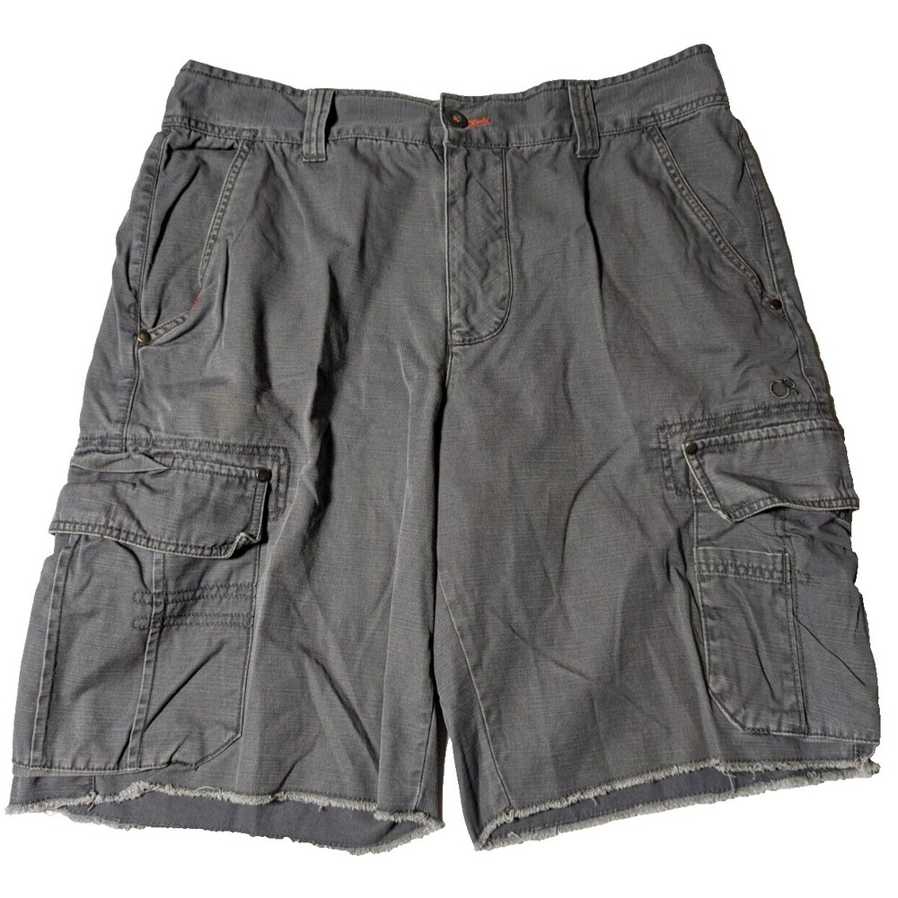 VTG OCEAN PACIFIC Men Size 36 WELLWORN Cotton Gray 11" Cargo Skate Shorts